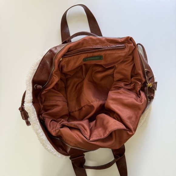 Anthropologie White and Brown Haley Sherpa Women’s Tote Bag - Picture 8 of 10